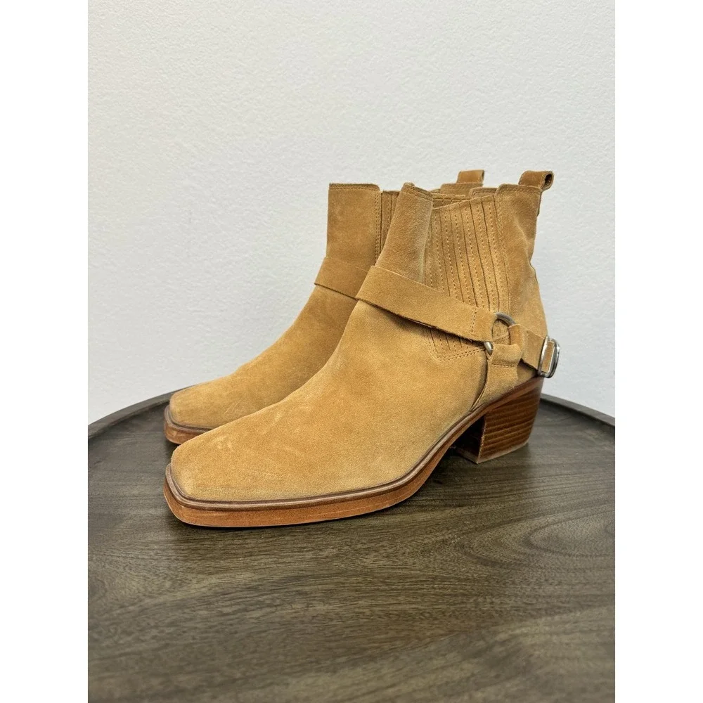 Sam Edelman Bellamie Boot Women's Size 10 Camel Suede‎ Western Harness Ankle
